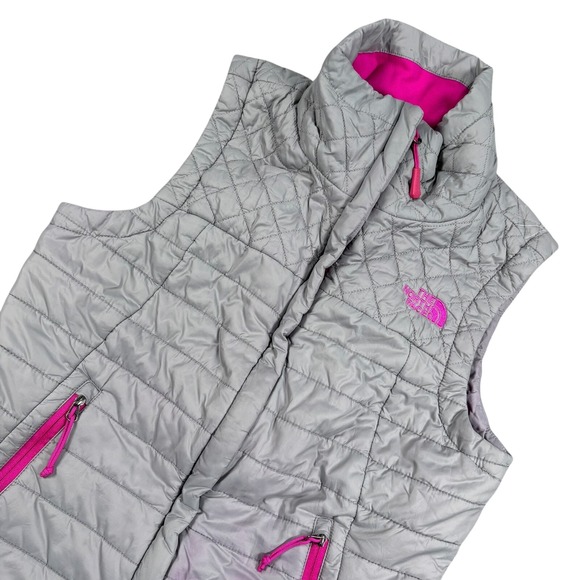 The‎ North Face Womens Gray & Pink Mossbud Insulated  Classic Vest Size X-Small - Picture 1 of 9